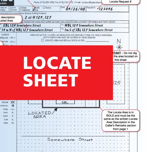 How to read a dig locate sheet