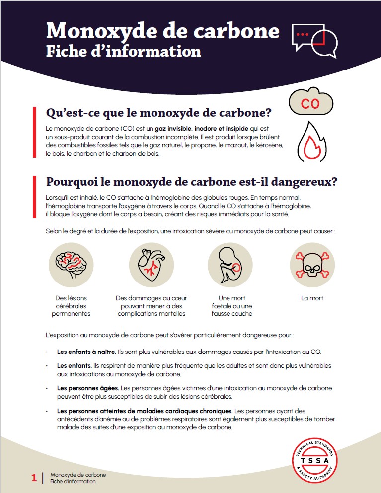 Monoxyde de carbone - Fiche d'information